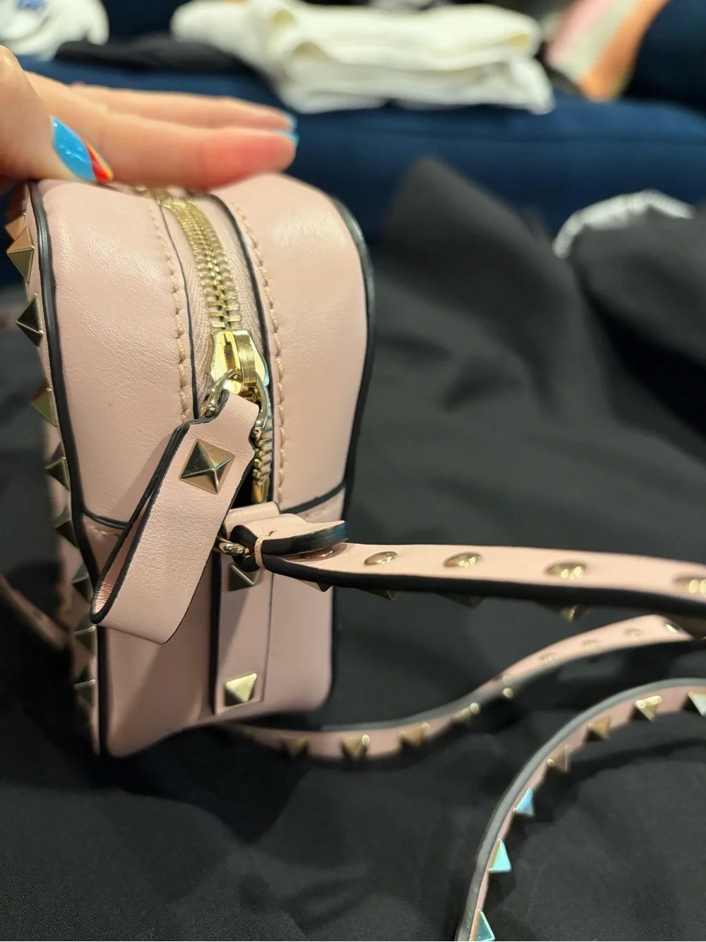 Valentino Garavani Blush Pink Rockstud Leather Crossbody
